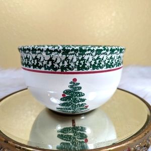 Furio Italy Vintage Christmas Tree Pattern Small Mixing Bowl Stoneware